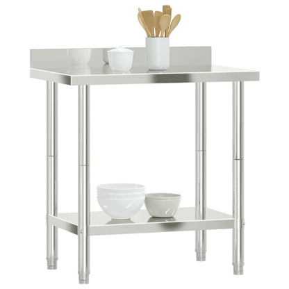 Tavolo Lavoro Cucina con Paraschizzi 82,5x55x93cm Acciaio Inox
