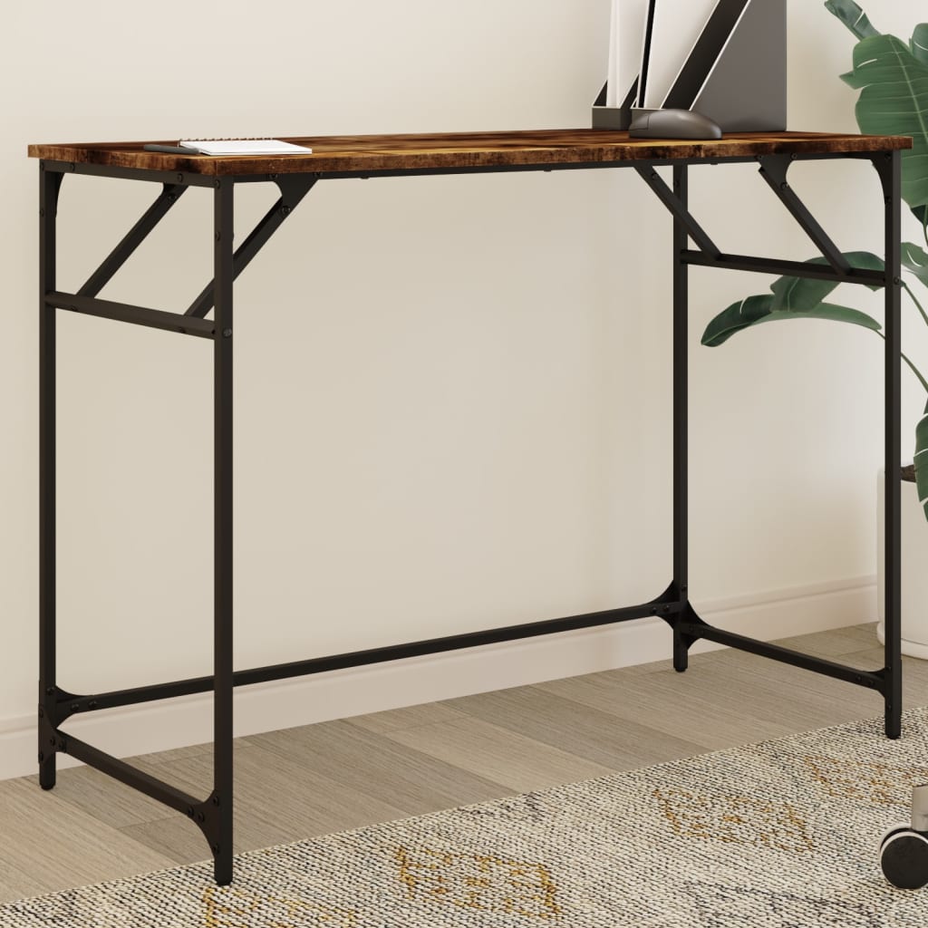 Scrivania Fumo 100x45x76cm Legno e Acciaio Verniciato a Polvere