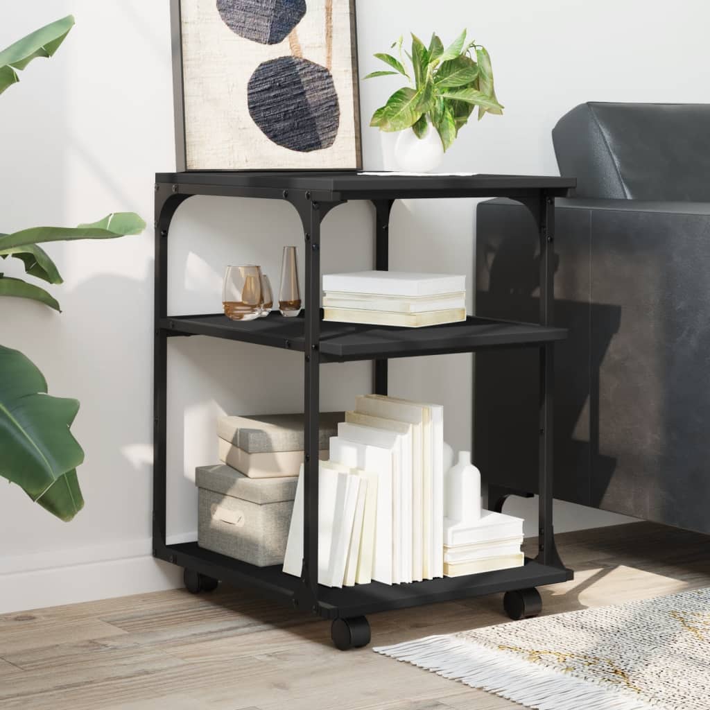 Supporto per Stampante 3 Livelli Nero 43x48x64 cm Multistrato