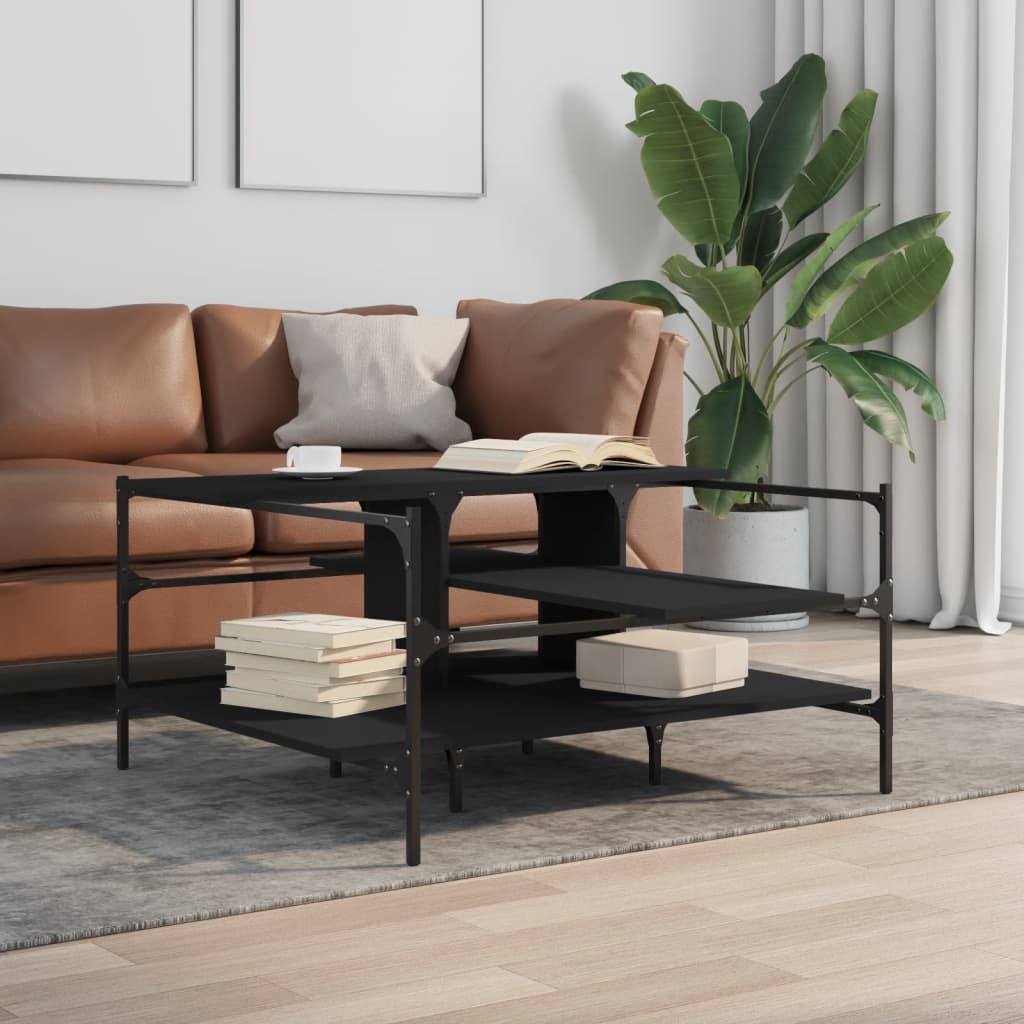 Tavolino da Salotto Nero 100x100x48,5 cm in LegnoÂ Multistrato
