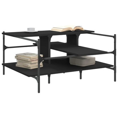 Tavolino da Salotto Nero 100x100x48,5 cm in LegnoÂ Multistrato