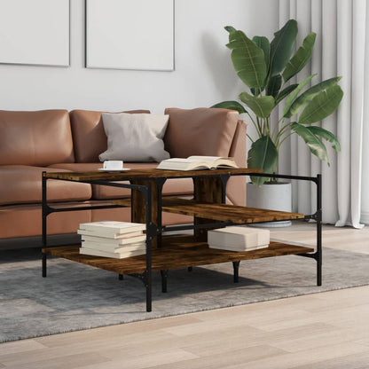 Tavolino Salotto Rovere Fumo 100x100x48,5cm LegnoÂ Multistrato