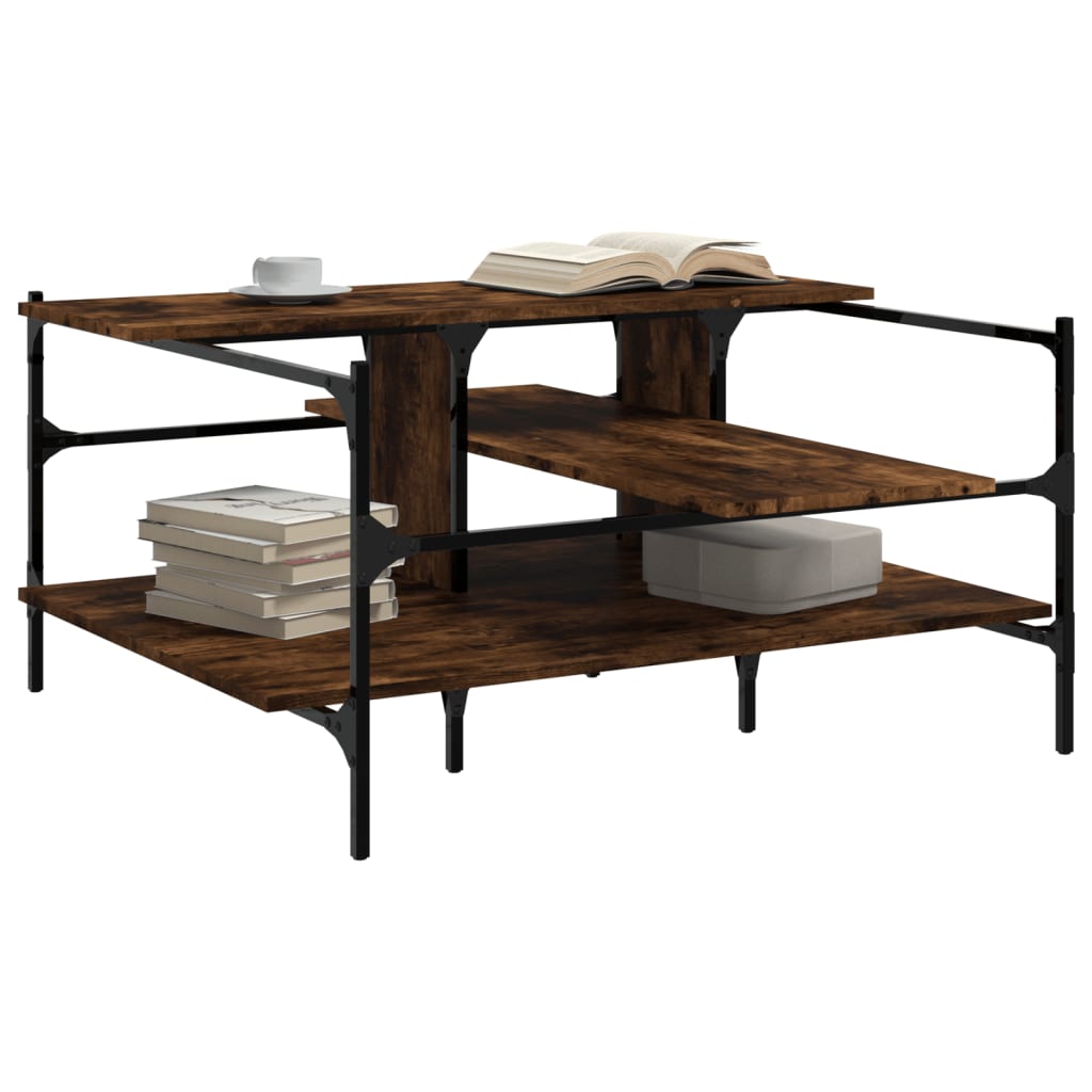 Tavolino Salotto Rovere Fumo 100x100x48,5cm LegnoÂ Multistrato