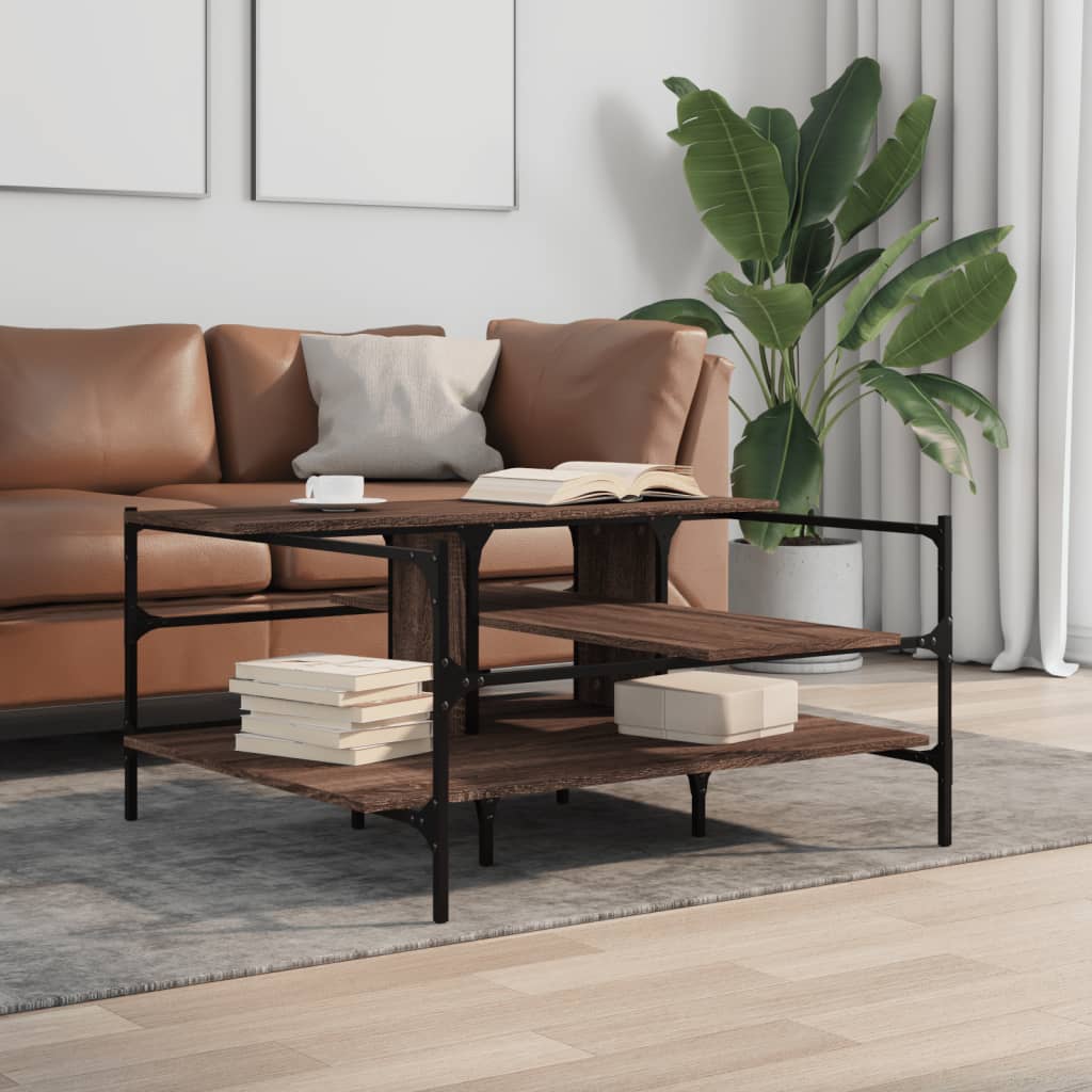 Tavolino Salotto Rovere Marrone 100x100x48,5 LegnoÂ Multistrato