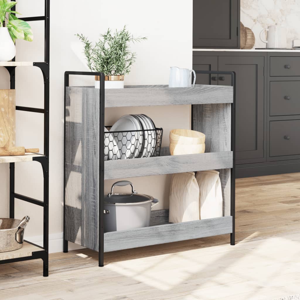Carrello da Cucina Grigio Sonoma 70x30x82 cm Legno Multistrato