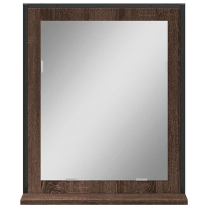 Specchio Bagno con Ripiano Rovere Marrone 50x12x60 Multistrato