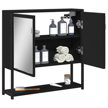 Mobile da Bagno con Specchio Nero 60x16x60 cm Legno Multistrato