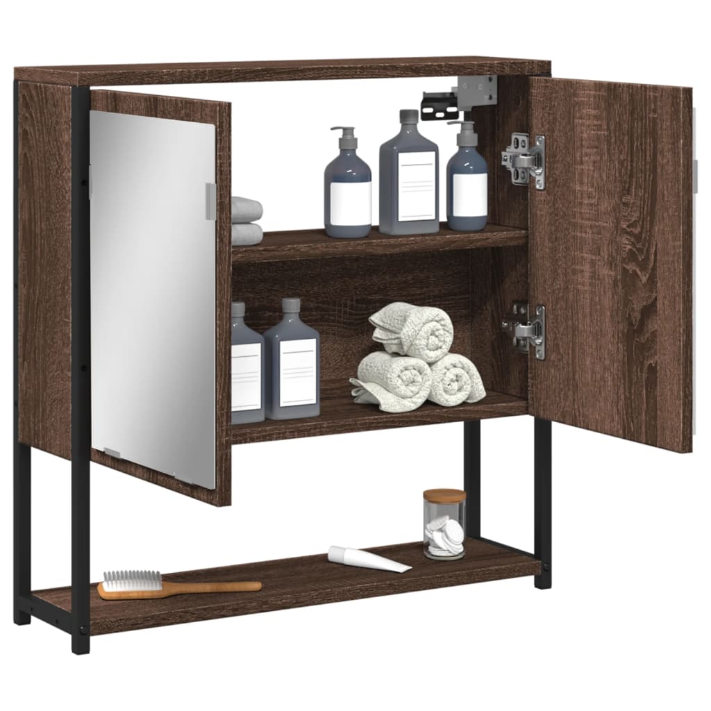 Mobile Bagno Specchio Rovere Marrone 60x16x60 Legno Multistrato