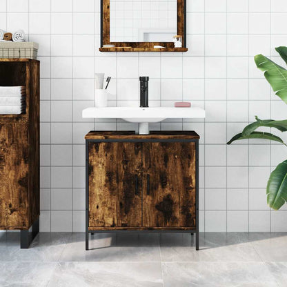 Mobile Lavabo Bagno Rovere Fumo 60x30x60 cm Legno Multistrato