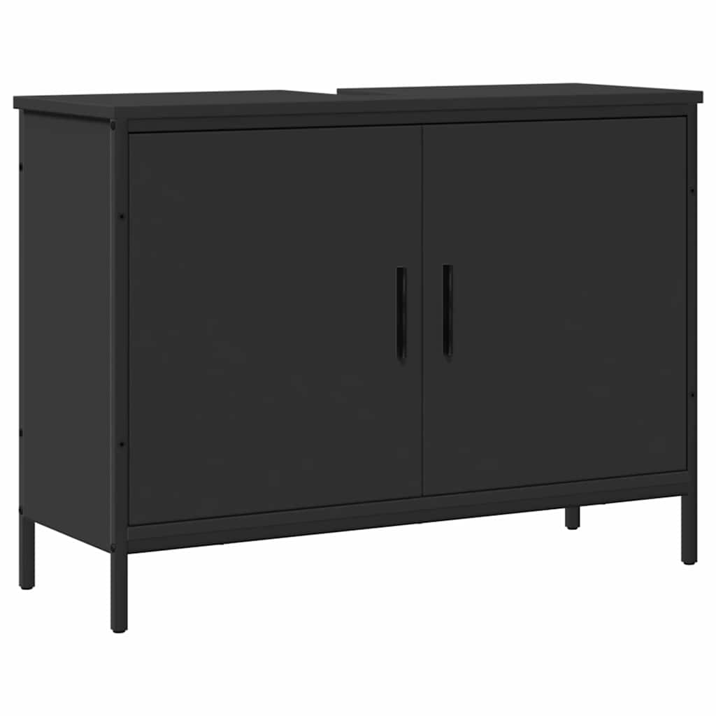 Mobile Lavabo Bagno Nero 80x30x60 cm in Legno Multistrato