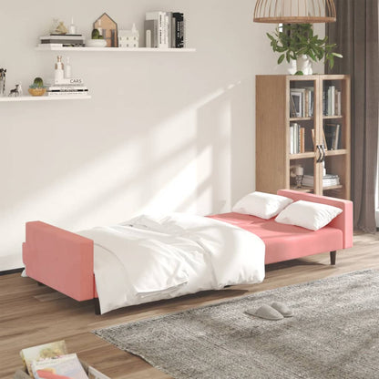Divano Letto a 2 Posti Rosa in Velluto