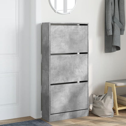Scarpiera Grigio Cemento 60x21x125,5 cm in Legno Multistrato