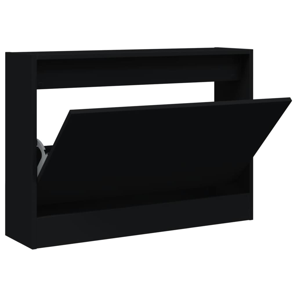 Scarpiera Nera 80x21x57 cm in Legno Multistrato