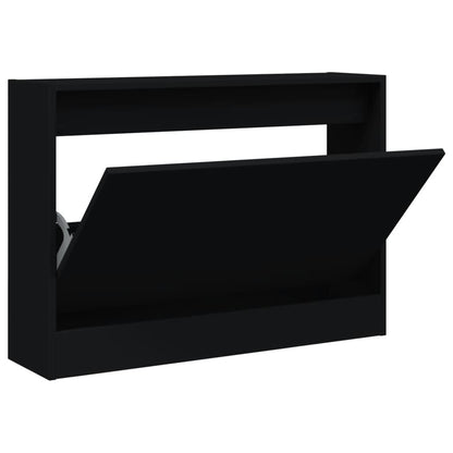 Scarpiera Nera 80x21x57 cm in Legno Multistrato