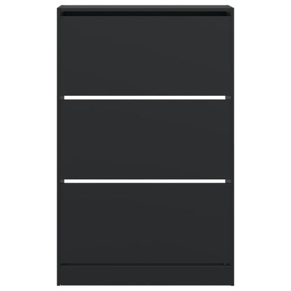 Scarpiera Nera 80x21x125,5 cm in Legno Multistrato