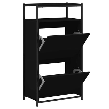 Scarpiera Nera 60x34x112 cm in Legno Multistrato