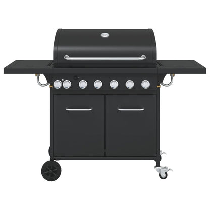 Griglia Barbecue a Gas con 7 Bruciatori Nero in Acciaio
