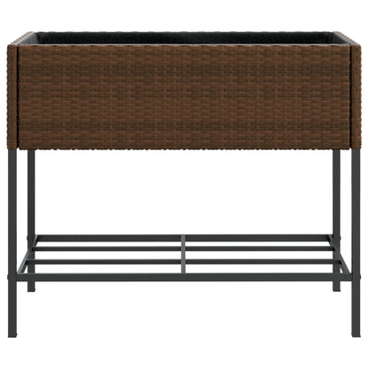 Fioriera da Giardino con Ripiano Marrone in Polyrattan
