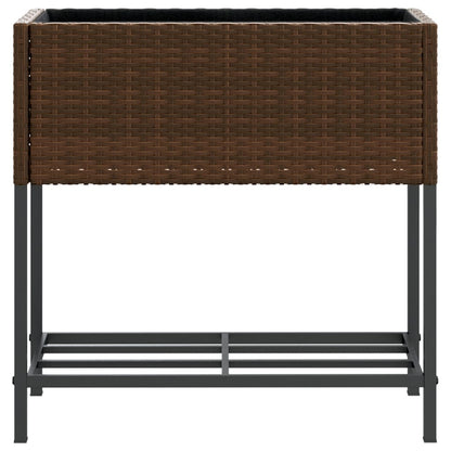Fioriera da Giardino con Ripiano Marrone in Polyrattan