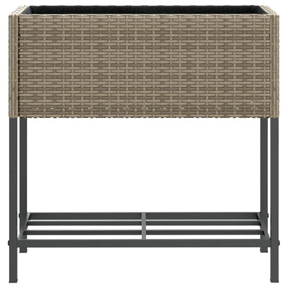 Fioriera da Giardino con Ripiano Grigia in Polyrattan