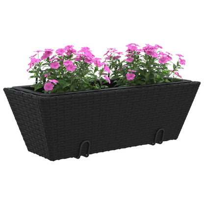 Fioriere con Ganci 2 pz Nere in Polyrattan