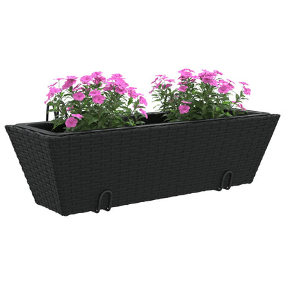 Fioriere con Ganci 2 pz Nere in Polyrattan