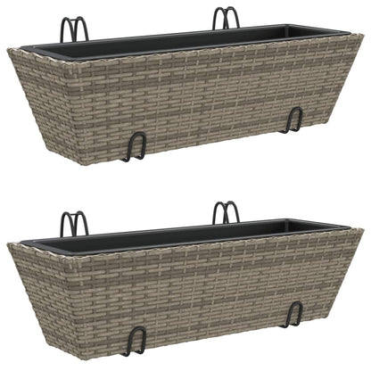 Fioriere con Ganci 2 pz Grigie in Polyrattan