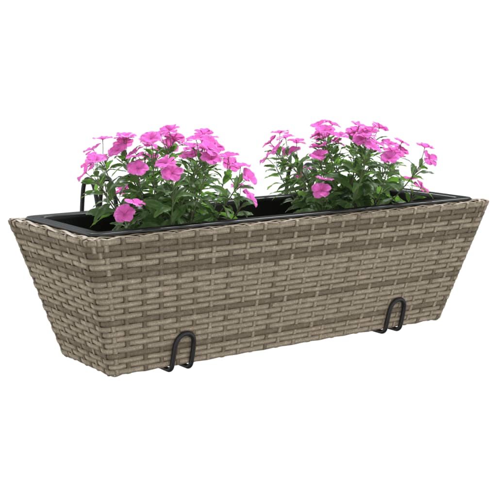 Fioriere con Ganci 2 pz Grigie in Polyrattan