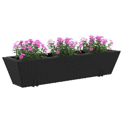 Fioriere con Ganci 2 pz Nere in Polyrattan
