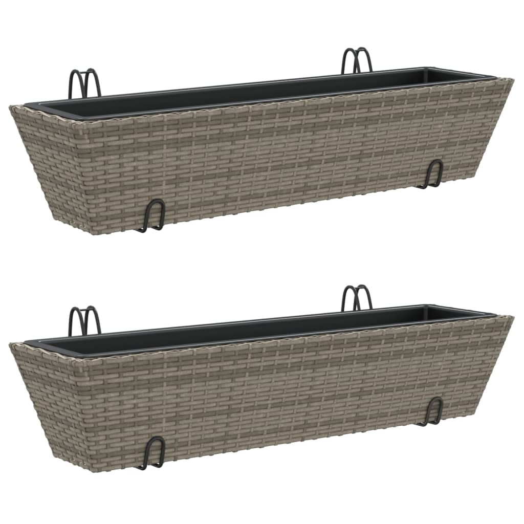Fioriere con Ganci 2 pz Grigie in Polyrattan