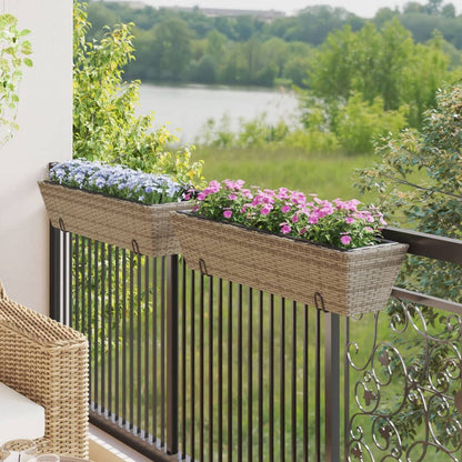 Fioriere con Ganci 2 pz Grigie in Polyrattan
