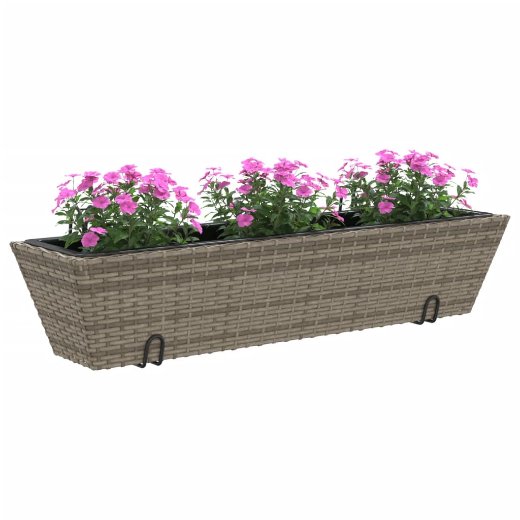 Fioriere con Ganci 2 pz Grigie in Polyrattan