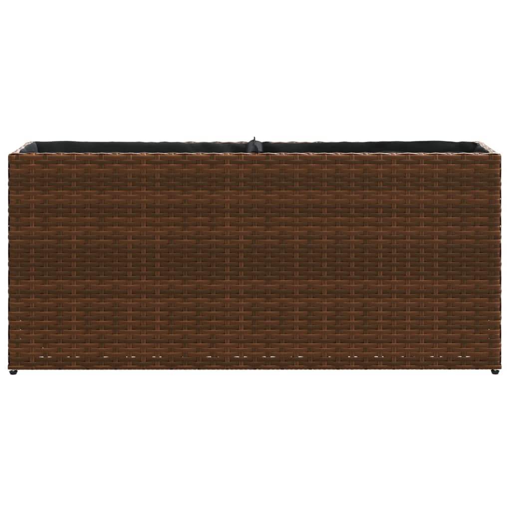 Fioriera con 2 Vasi Marrone 90x20x40 cm in Polyrattan