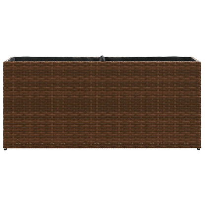 Fioriera con 2 Vasi Marrone 90x20x40 cm in Polyrattan