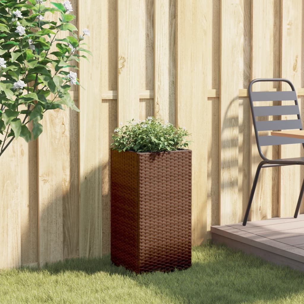 Fioriera da Giardino Marrone 30x30x60 cm in Polyrattan