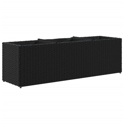Fioriera da Giardino con 3 Vasi Nera 105x30x32 cm in Polyrattan