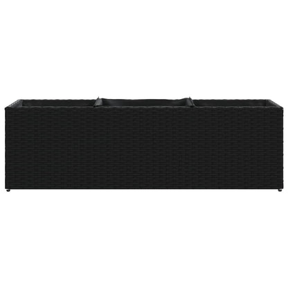 Fioriera da Giardino con 3 Vasi Nera 105x30x32 cm in Polyrattan