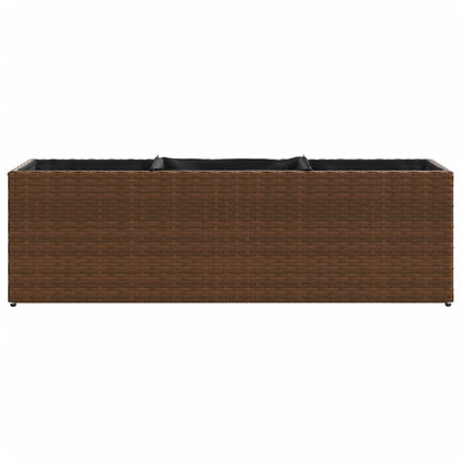 Fioriera da Giardino con 3 Vasi Marrone 105x30x32 cm Polyrattan