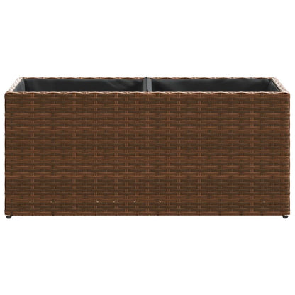 Fioriera da Giardino con 2 Vasi Marrone 72x30x32 cm Polyrattan