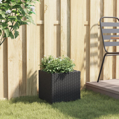 Fioriera da Giardino Nera 36x30x32 cm in Polyrattan