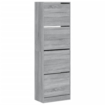 Scarpiera 4 Cassetti Ribaltabili Grigio Sonoma 60x34x187,5 cm