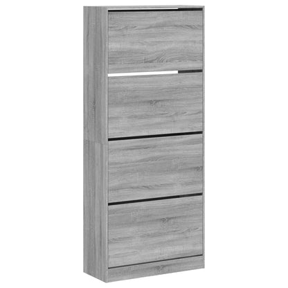 Scarpiera 4 Cassetti Ribaltabili Grigio Sonoma 80x34x187,5 cm