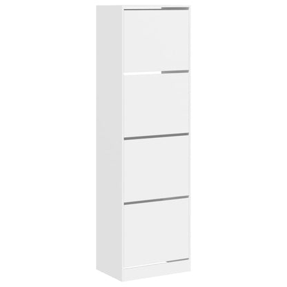 Scarpiera con 4 Cassetti Ribaltabili Bianca 60x42x204 cm