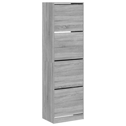 Scarpiera 4 Cassetti Ribaltabili Grigio Sonoma 60x42x204 cm