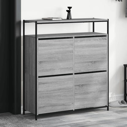 Scarpiera 4 Cassetti Ribaltabili Grigio Sonoma 100x34x112 cm