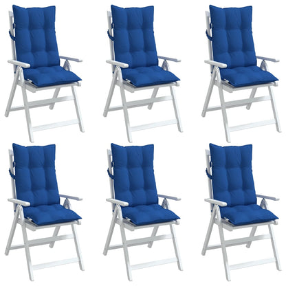 Cuscini Sedia con Schienale Alto 6 pz Blu Reale Tessuto Oxford