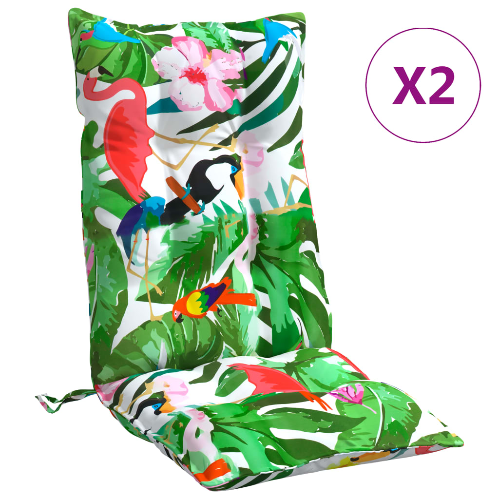 Cuscini per Sedia Schienale Alto 2pz Multicolore Tessuto Oxford