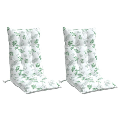 Cuscini Sedia Schienale Alto 2 pz Motivo Foglie Tessuto Oxford