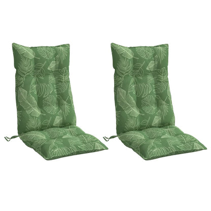 Cuscini Sedia Schienale Alto 2 pz Motivo Foglie Tessuto Oxford