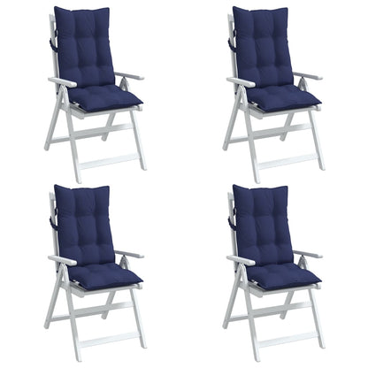 Cuscini Sedia con Schienale Alto 4 pz Blu Marino Tessuto Oxford